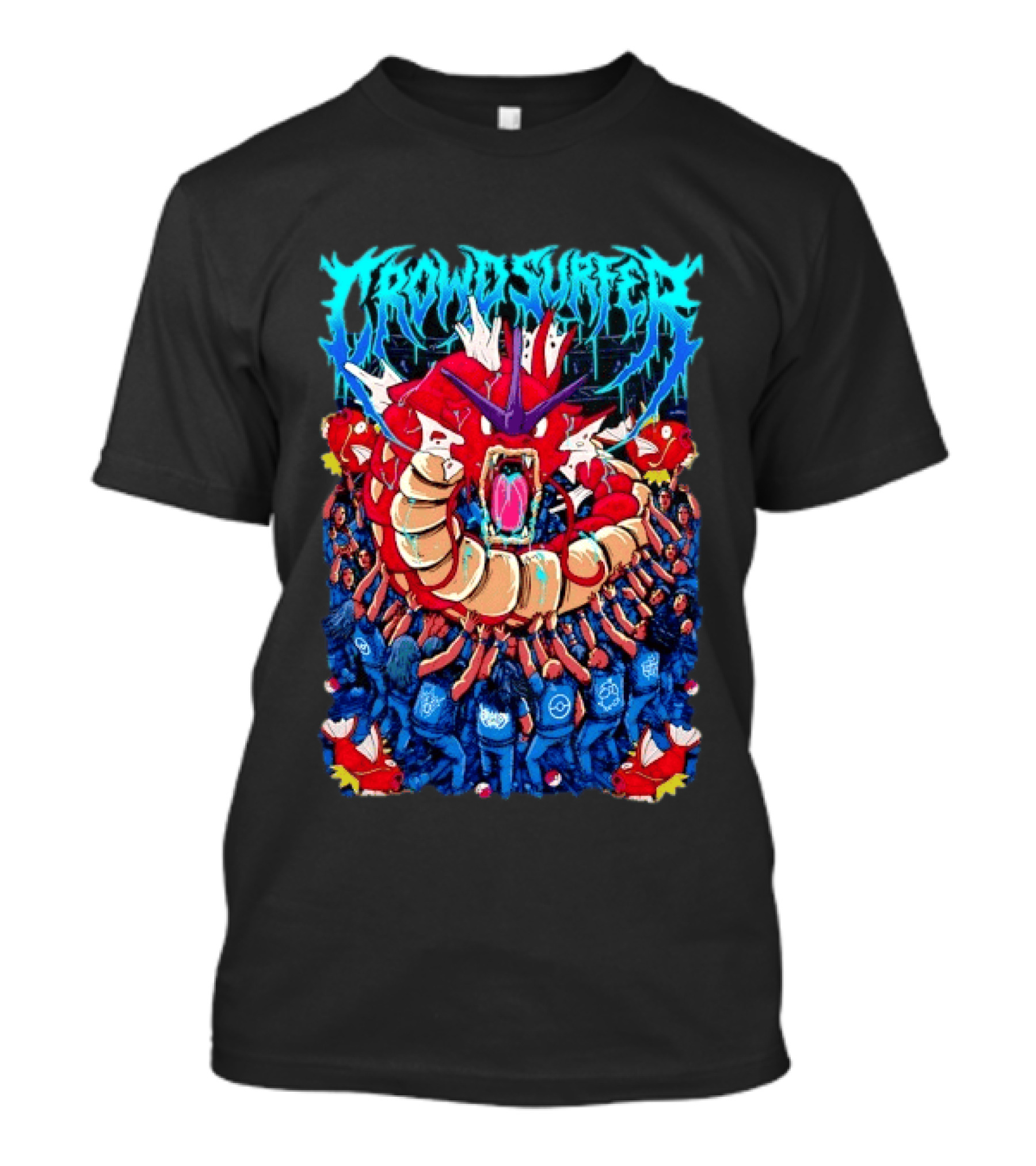 Crowd Surfer Gyarados Magikarp Pokémon Fan Art Concert Scene T-Shirt