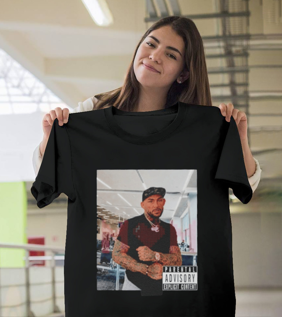 Dustin Poirier Parental Advisory Explicit Content Indoors Tattooed Man With Chain And T-Shirt