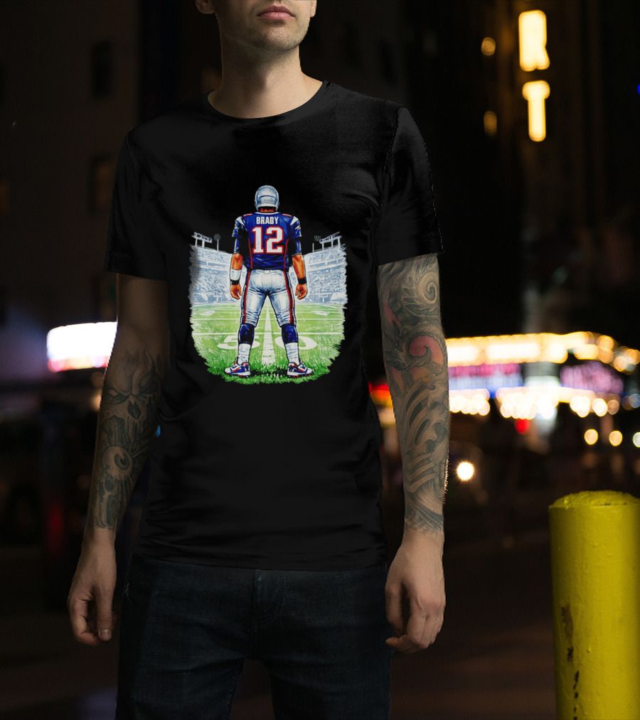 Brady 12 New England Patriots Football Stadium Back View T-Shirt