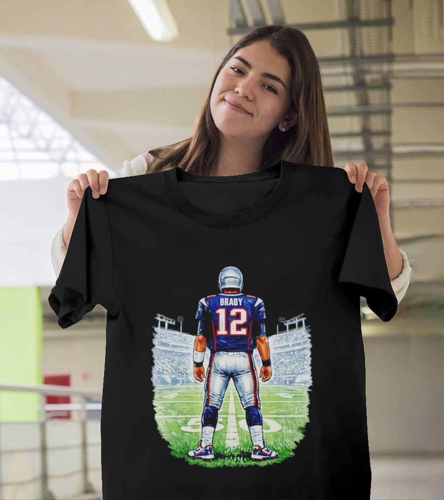 Brady 12 New England Patriots Football Stadium Back View T-Shirt