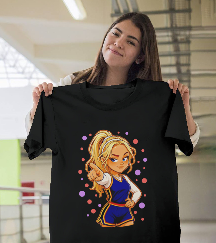 Chibi Sophie Cunningham Pointing In Basketball Uniform With Ponytail T-Shirt