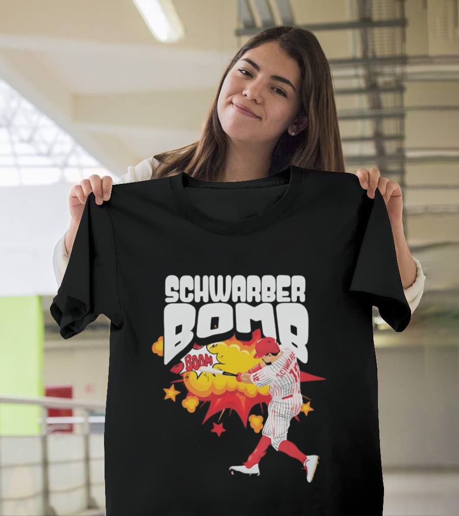 Schwarber Bomb Boom Baseball Philadelphia Phillies Player Action T-Shirt