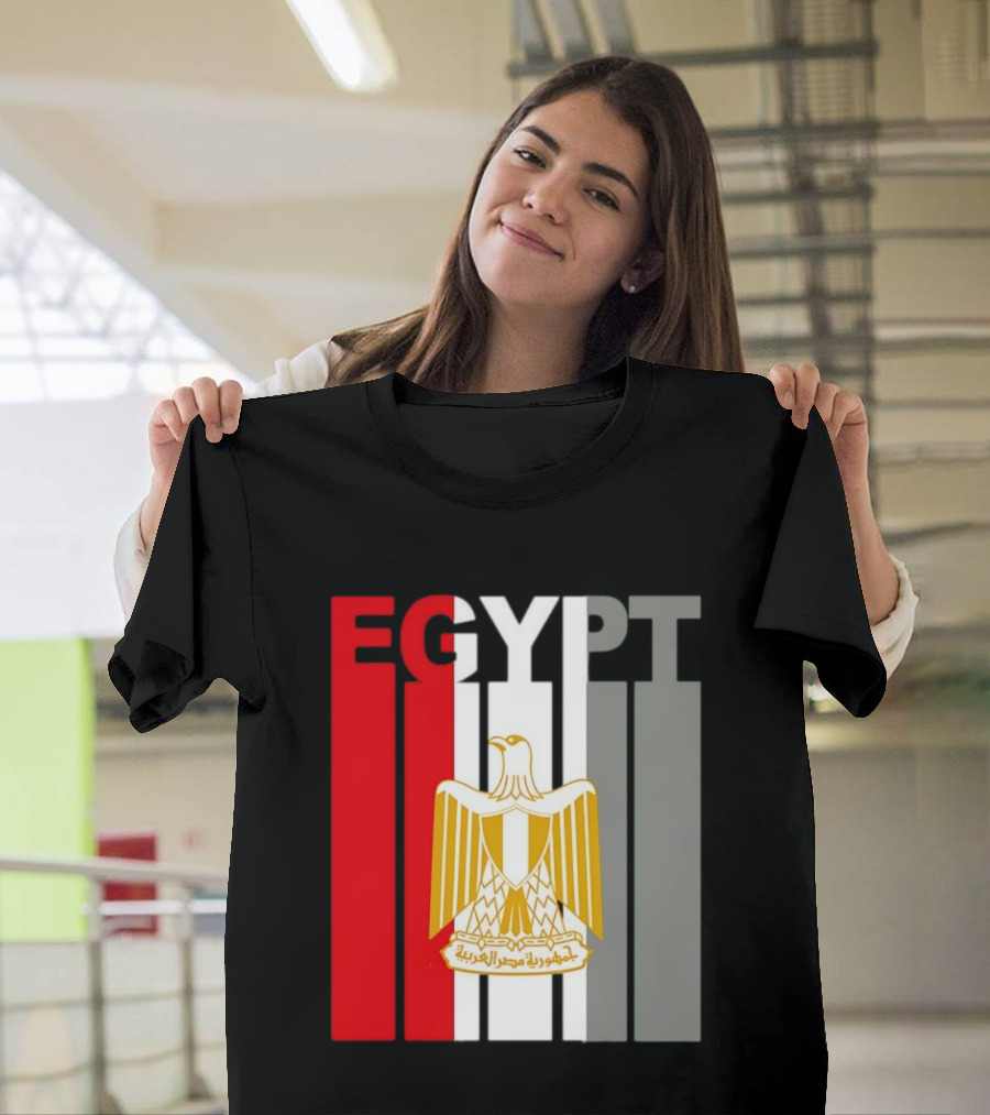 Egypt Flag Colors With Eagle Coat Of Arms T-Shirt