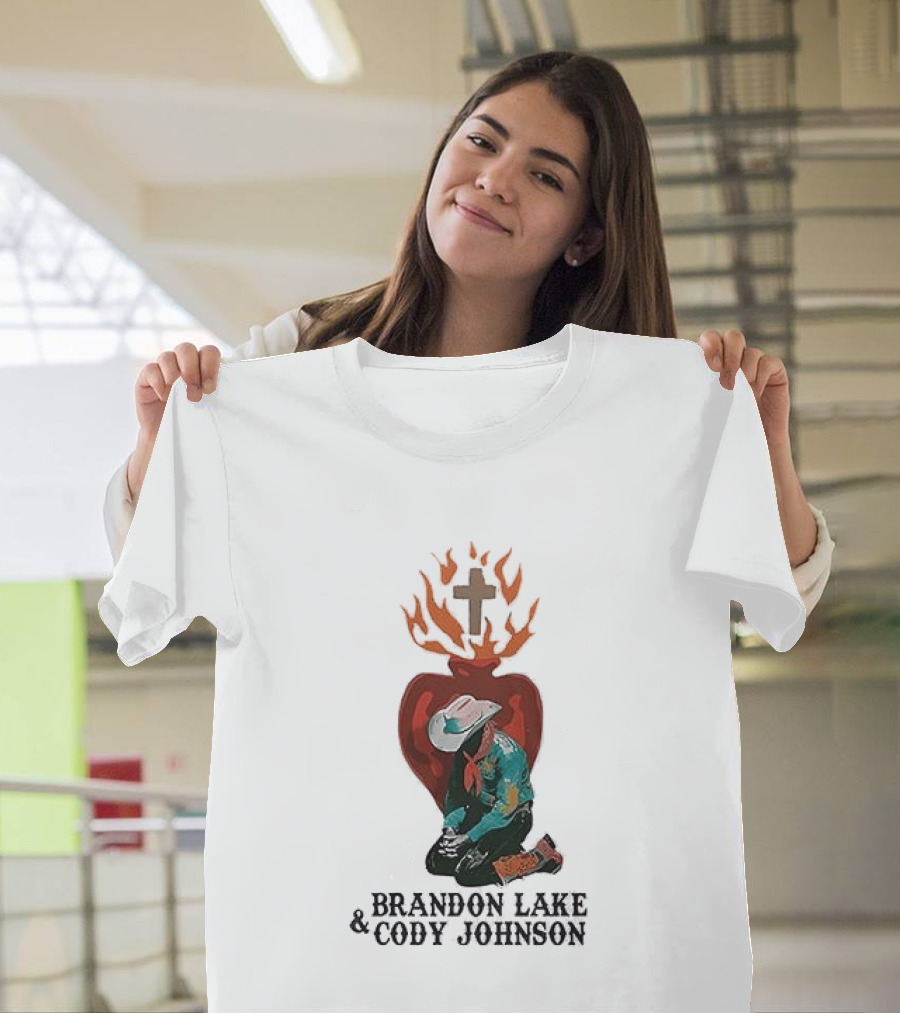 Brandon Lake Cody Johnson When A Cowboy Prays 2026 Cross Heart Flame T-Shirt