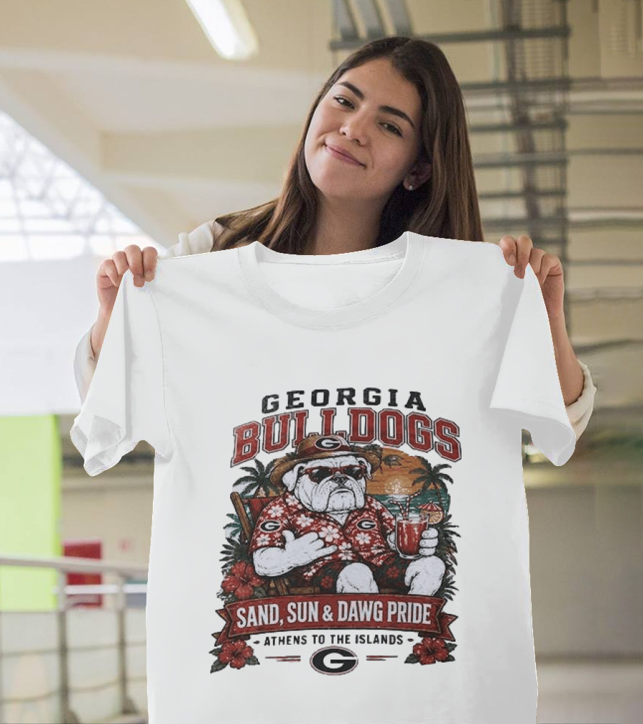 Georgia Bulldogs Sand Sun Dawg Pride Athens To The Islands Tropical Paradise T-Shirt