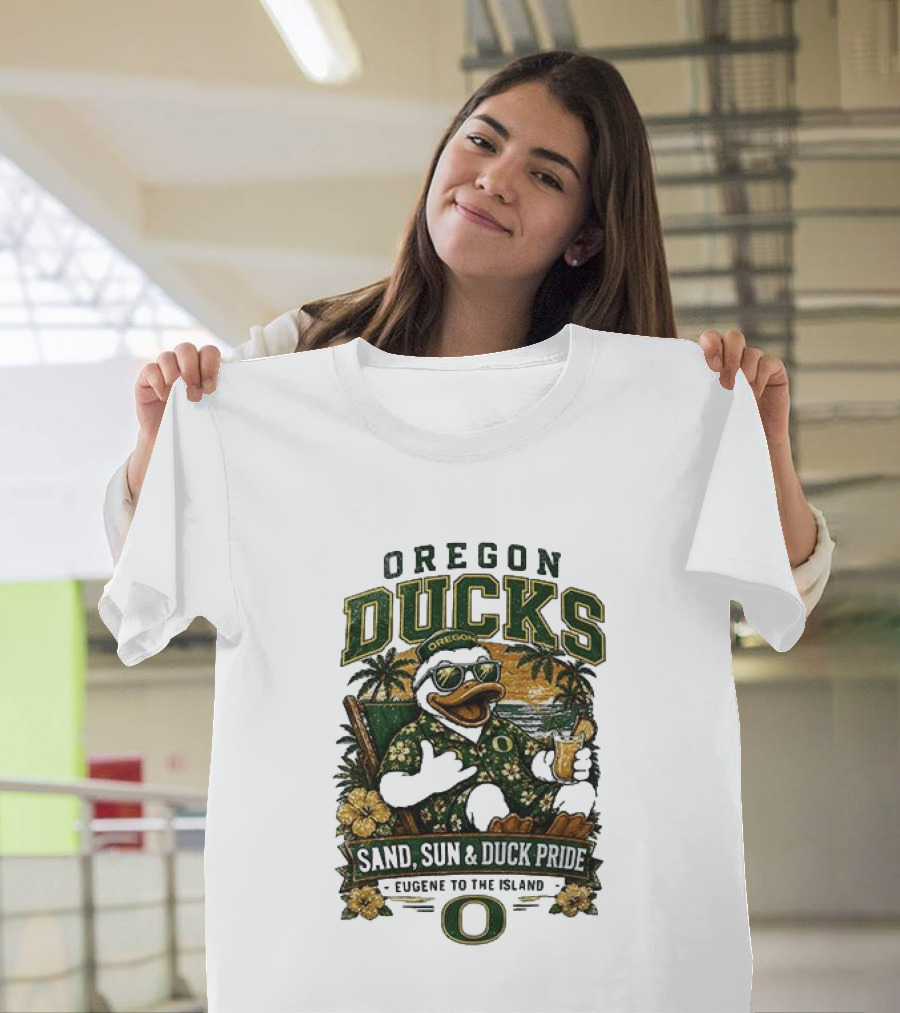 Oregon Ducks Sand Sun Duck Pride Eugene To The Island T-Shirt