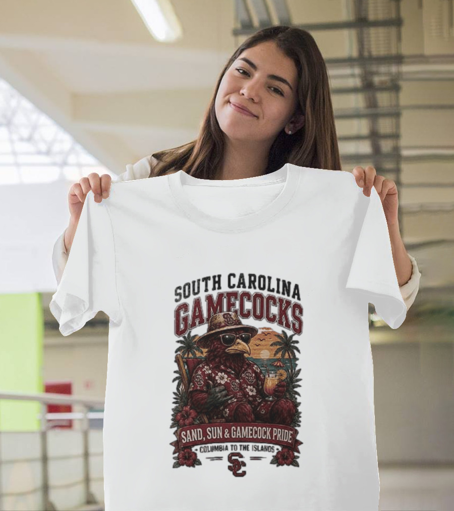 South Carolina Gamecocks Sand Sun Gamecock Pride Columbia Tropical Paradise T-Shirt