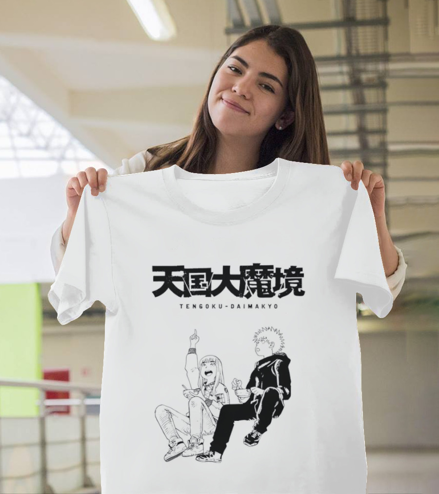 Tengoku Daimakyo Anime Characters Sitting Together Eating T-Shirt