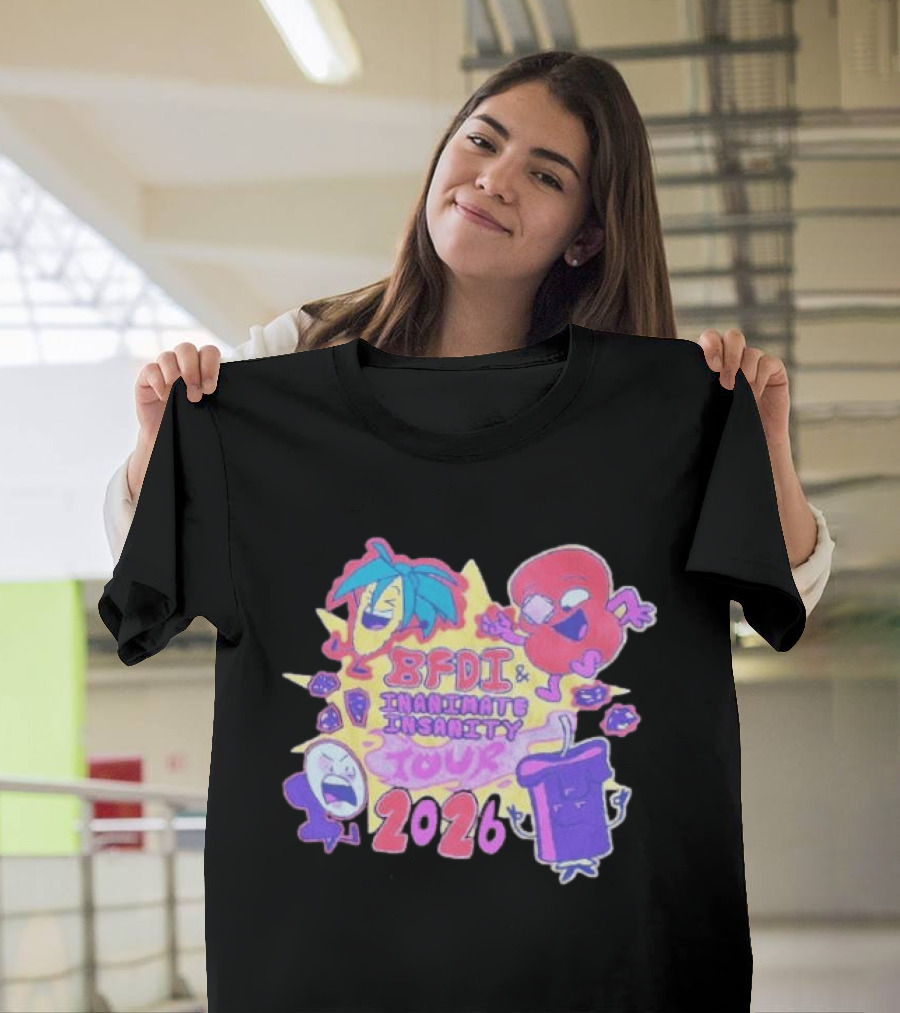 BFDI & Inanimate Insanity Tour 2026 Characters And Fun Adventure T-Shirt