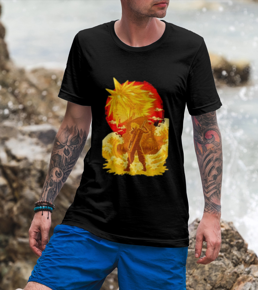 Cloud Strife Final Fantasy VII Shinra Ukiyo E Wave T-Shirt