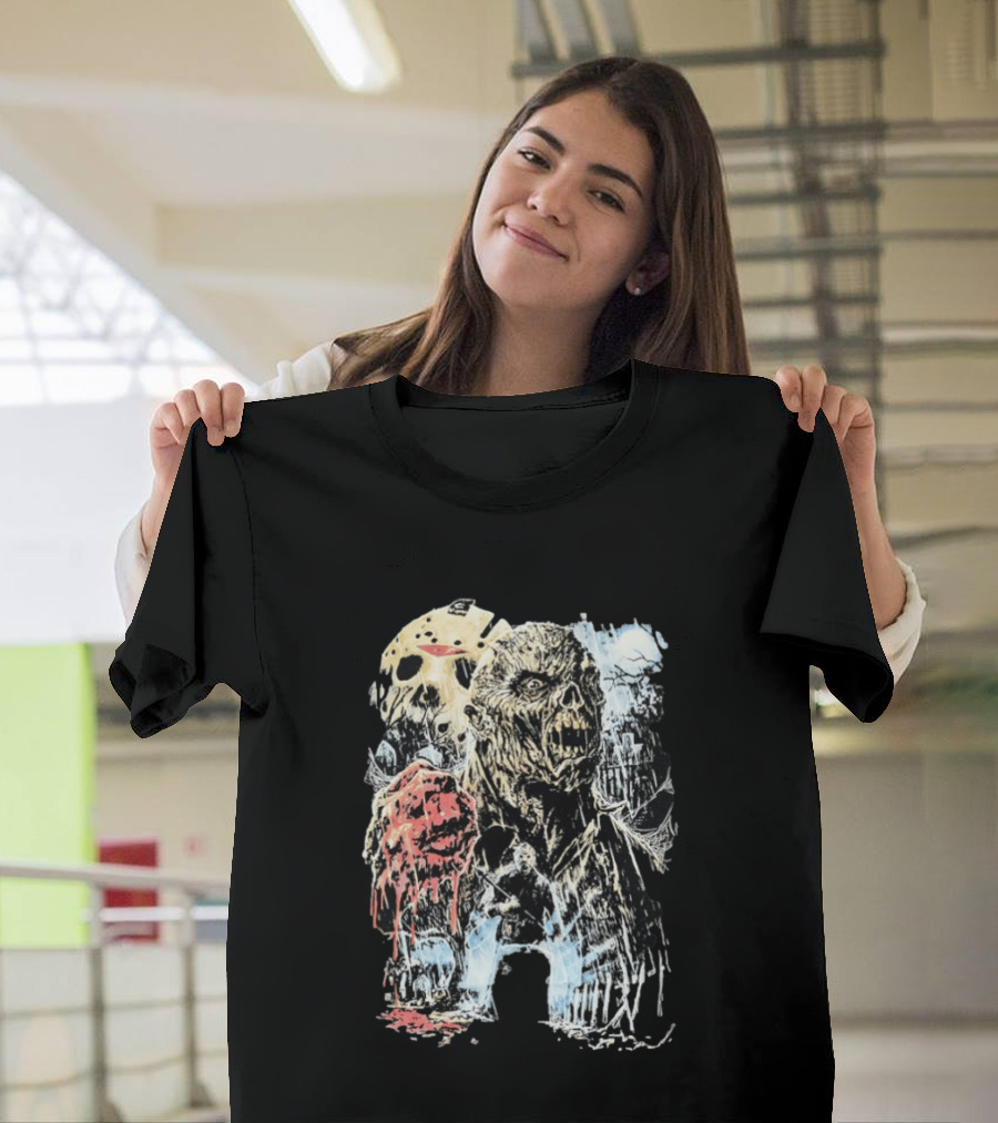 Jason Voorhees Classic Mask And Horror Icons Friday The 13th T-Shirt