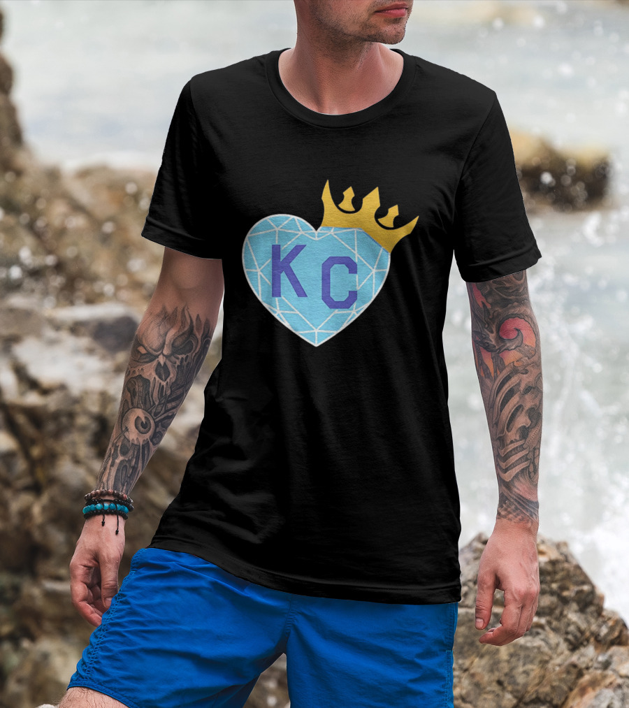 KC Diamond Heart With Golden Crown T-Shirt