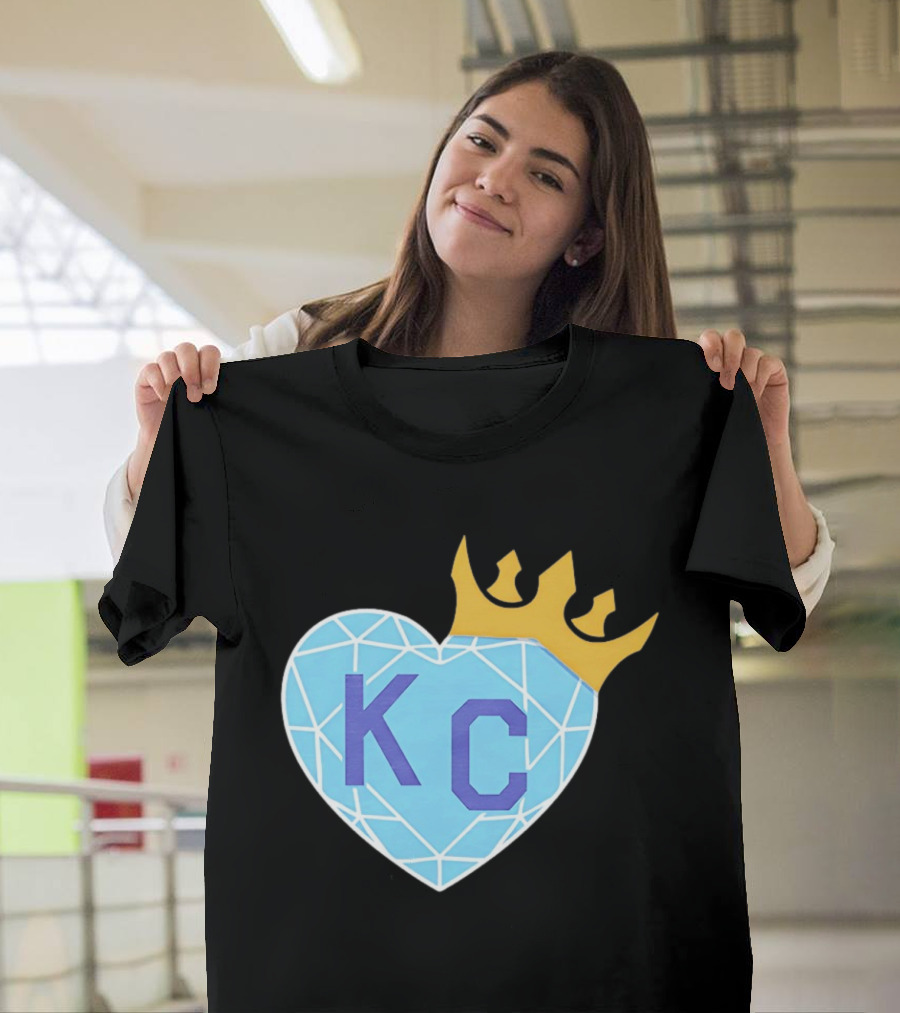 KC Diamond Heart With Golden Crown T-Shirt