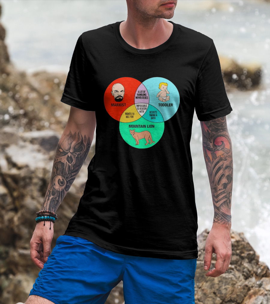 Venn Diagram Humor Marxist Toddler Mountain Lion Impossible To Reason T-Shirt