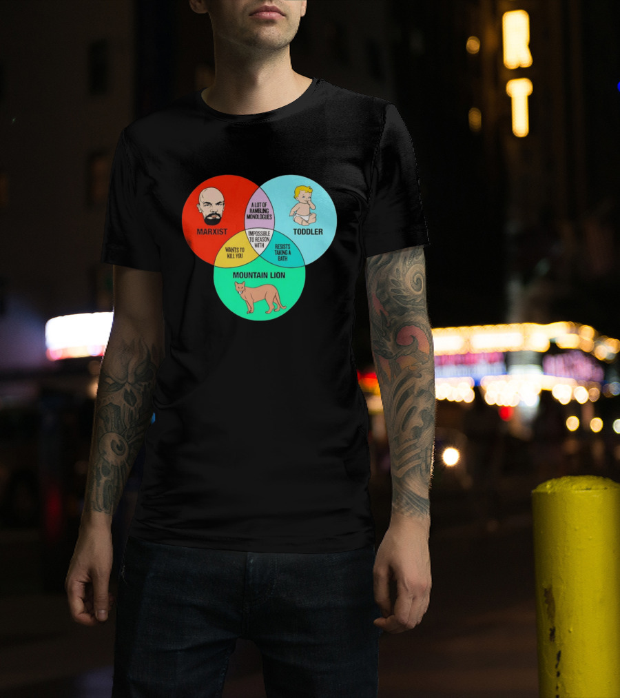 Venn Diagram Humor Marxist Toddler Mountain Lion Impossible To Reason T-Shirt