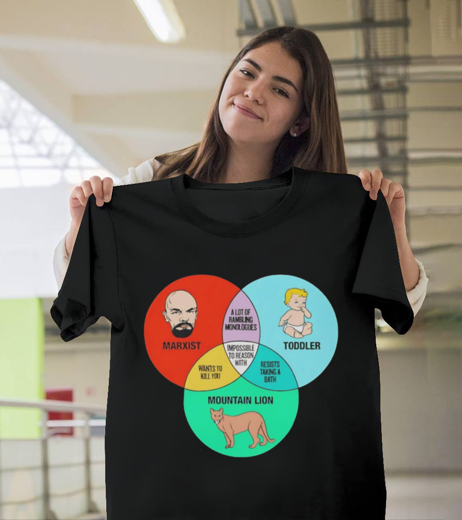 Venn Diagram Humor Marxist Toddler Mountain Lion Impossible To Reason T-Shirt