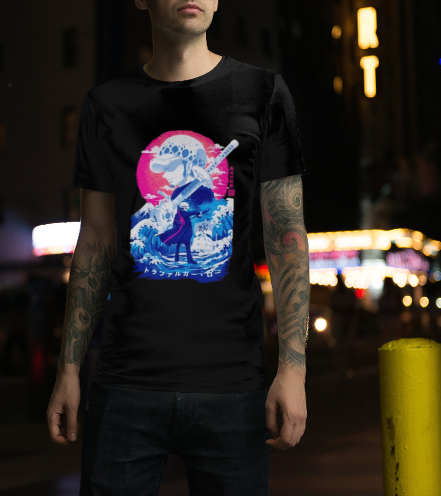 Trafalgar Law One Piece Surgeon Of Death Anime Japanese Text Scenic Waves T-Shirt