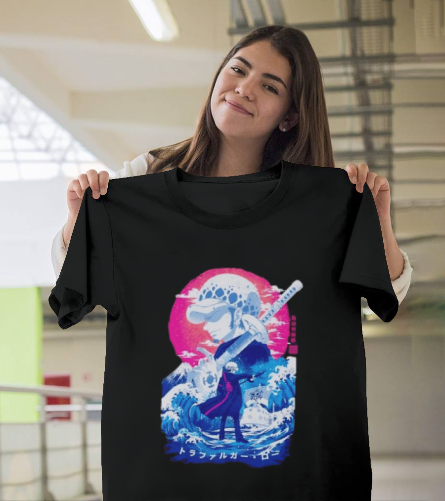 Trafalgar Law One Piece Surgeon Of Death Anime Japanese Text Scenic Waves T-Shirt
