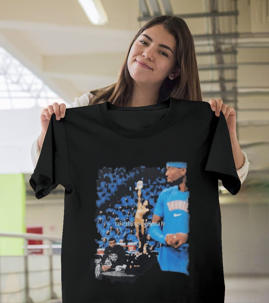 Shai Gilgeous Alexander Take Things Personally Blue Outfit And Black T-Shirt
