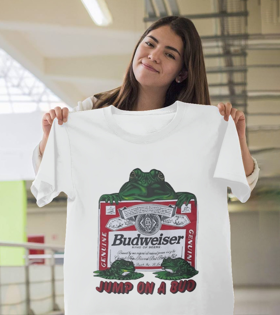 Budweiser Genuine King Of Beers Frogs Jump On A Bud T-Shirt