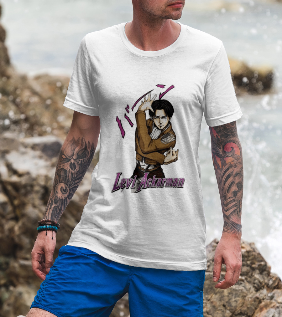 Levi Ackerman Anime Character Pose Attack On Titan Manga T-Shirt