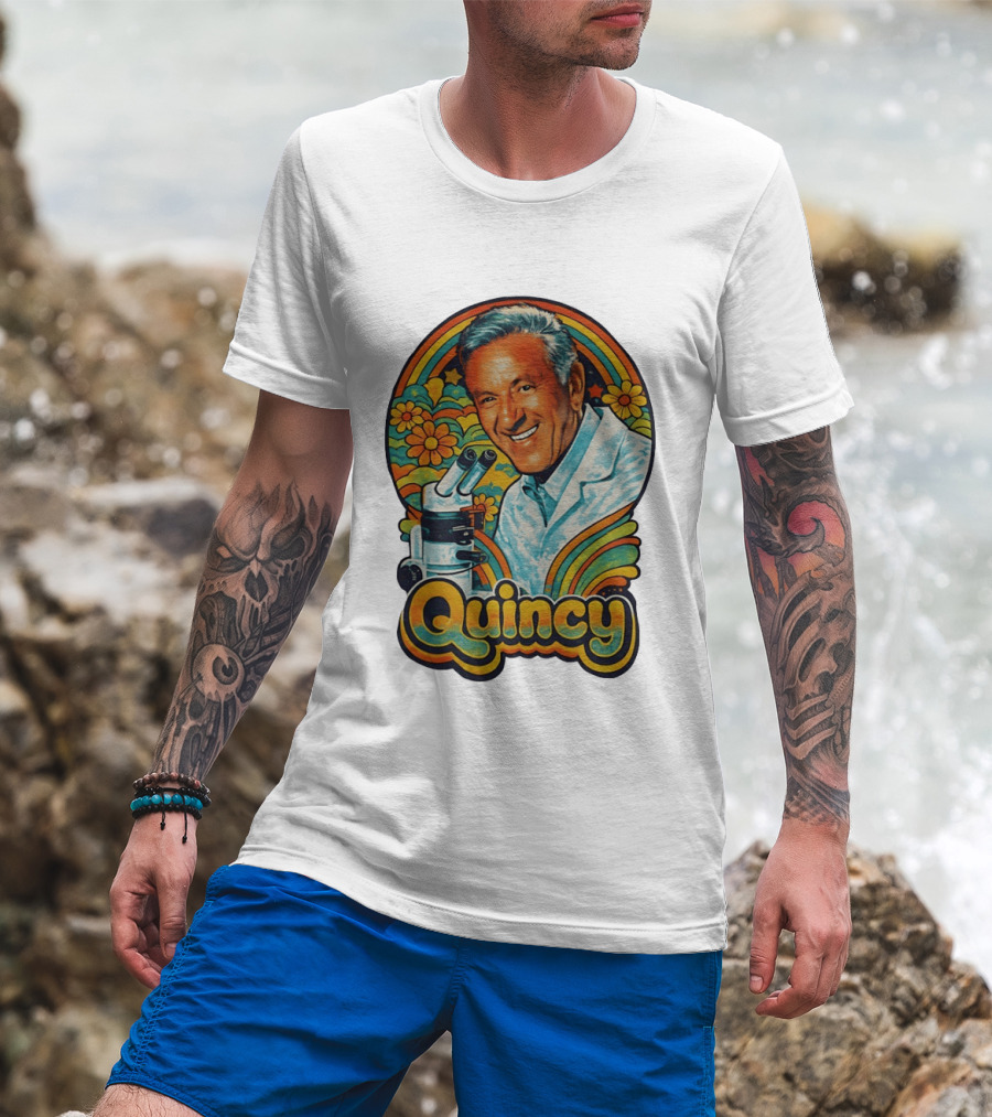 Quincy Scientist Jack Klugman Vintage Retro Flowers And Microscopes T-Shirt