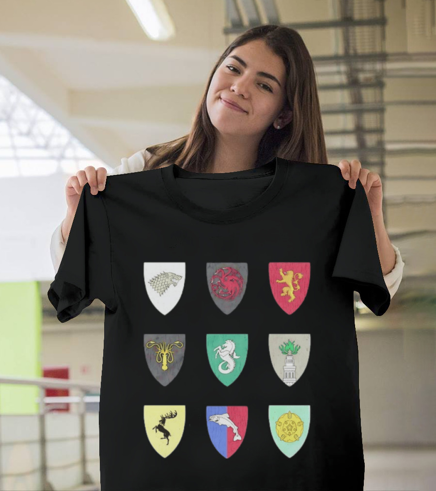 Game Of Thrones Westeros House Sigils Stark Targaryen Lannister Greyjoy Tully Baratheon بأأ** T-Shirt