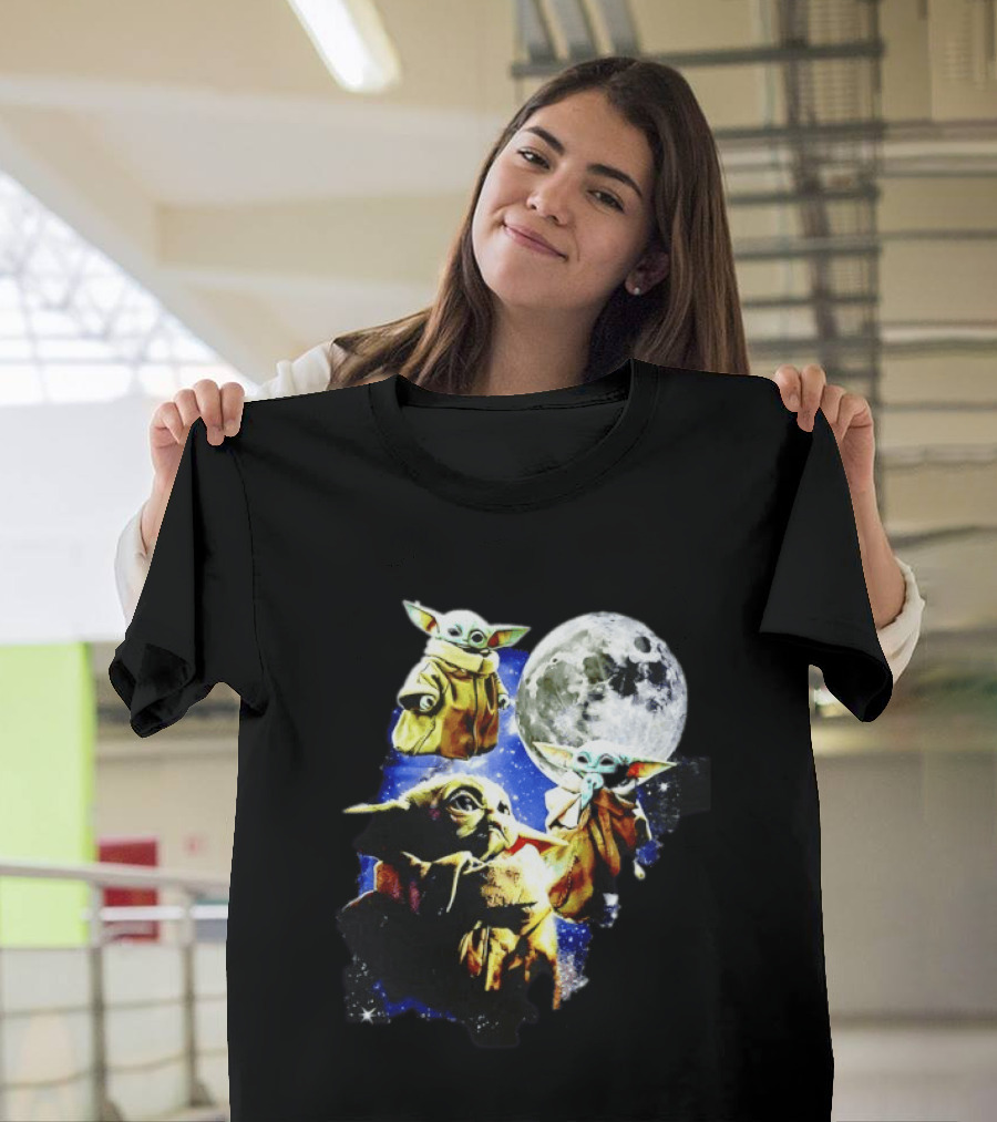 Grogu Star Wars The Mandalorian Baby Yoda Three Wolves Moon T-Shirt