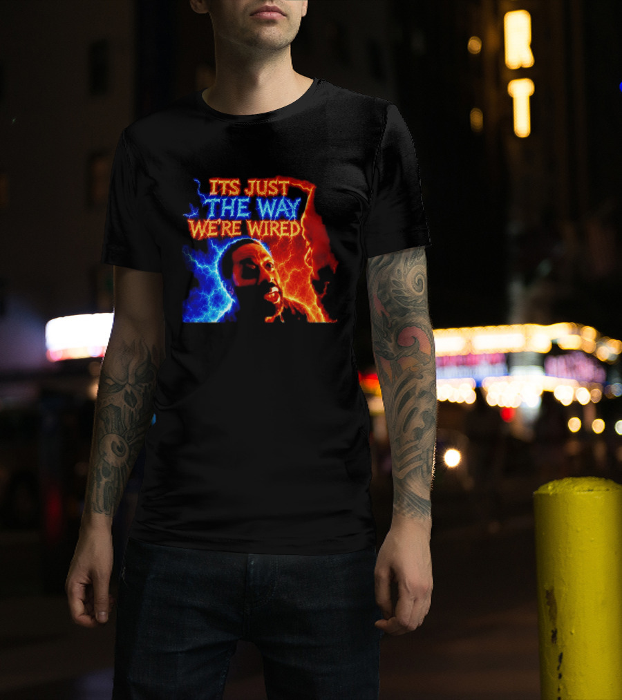 Its Just The Way We're Wired Red And Blue Lightning Face Illusion T-Shirt