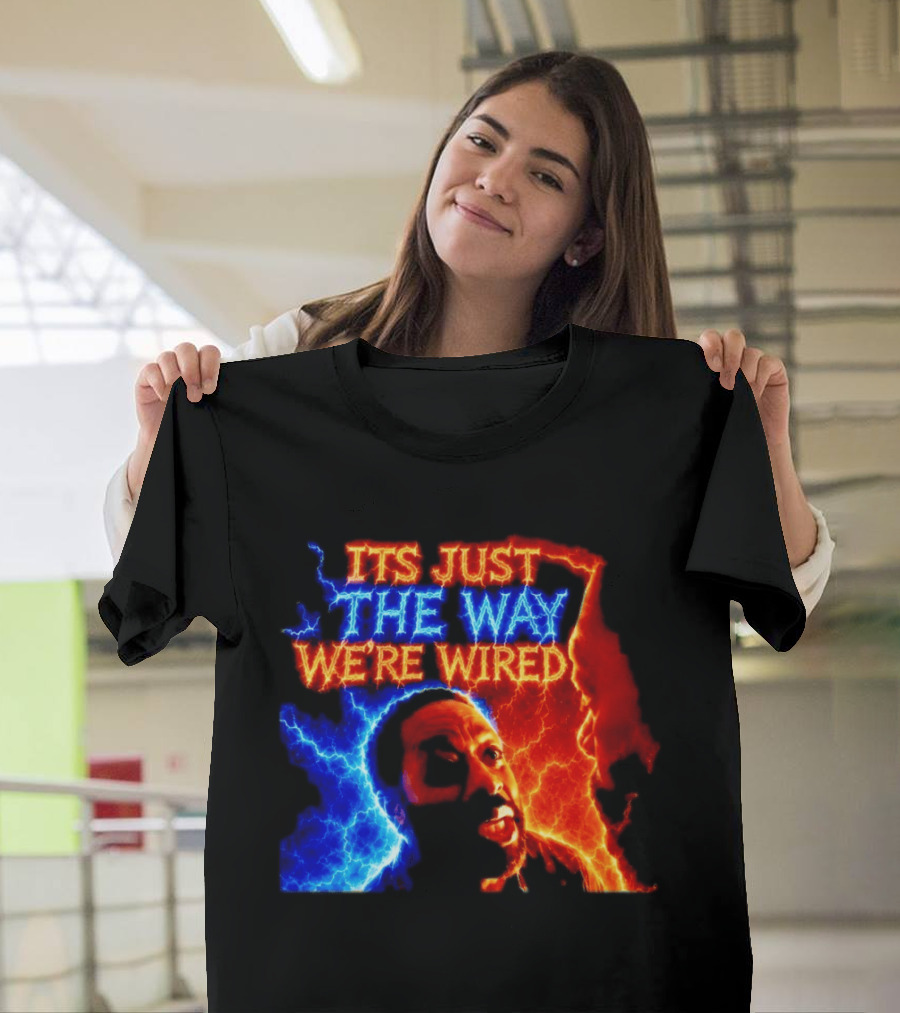 Its Just The Way We're Wired Red And Blue Lightning Face Illusion T-Shirt