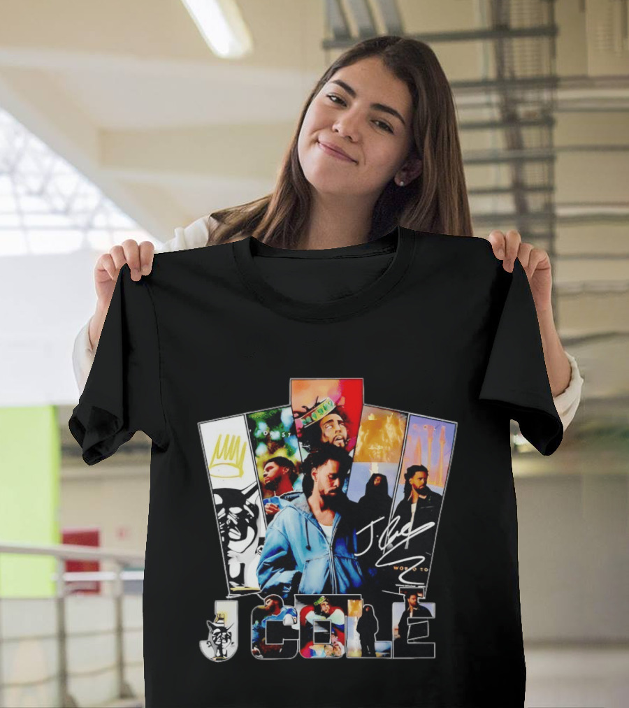 J Cole Woobst Collage Artwork With Crown And Signature T-Shirt