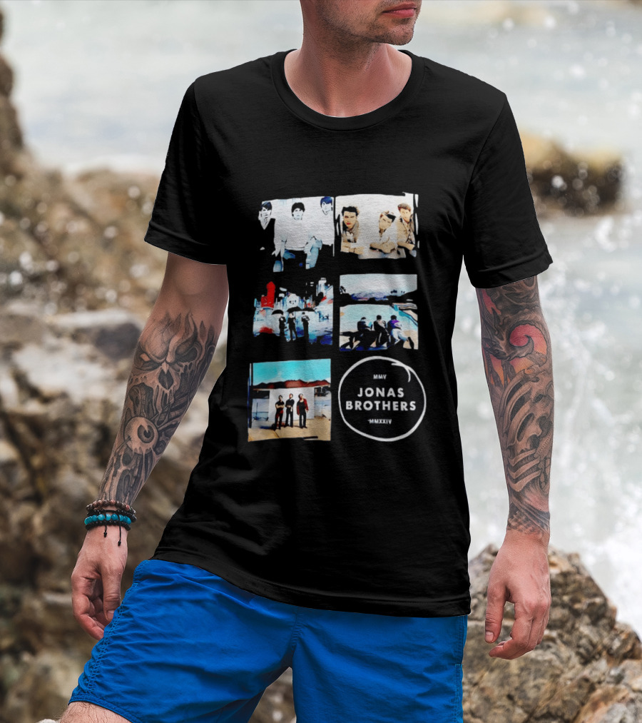 Jonas Brothers Collage MMV MMXXIV Music Band Photos Collection T-Shirt