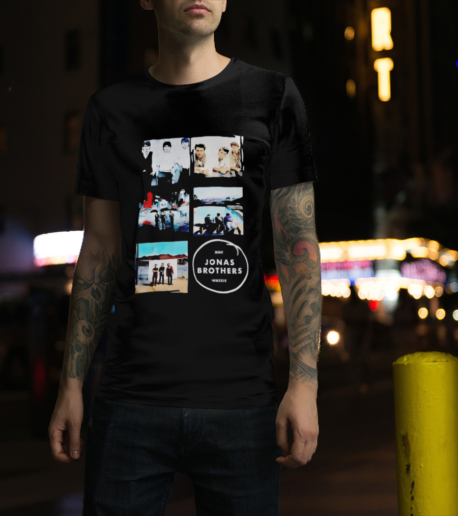 Jonas Brothers Collage MMV MMXXIV Music Band Photos Collection T-Shirt