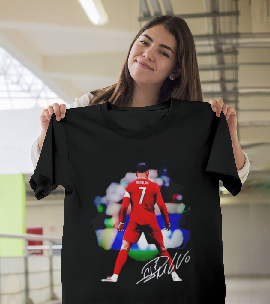 Ronaldo Number 7 Portugal National Team Jersey Photographic Arts With Autograph T-Shirt