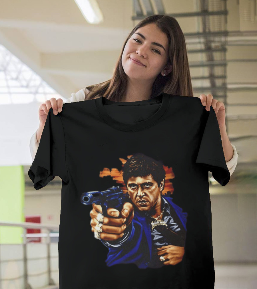 Tony Montana Every Dog Have His Day Scarface Film Iconic Gun Scene T-Shirt