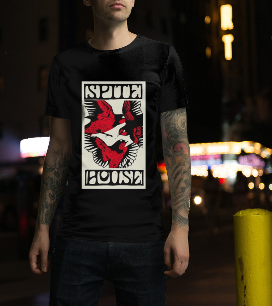 Spite House Bird Artwork With Bold Red And Black T-Shirt