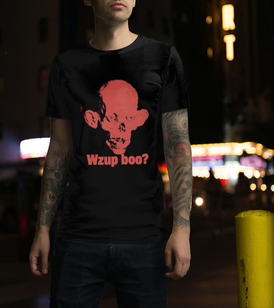 Wzup Boo Creepy Skull Horror Spooky T-Shirt