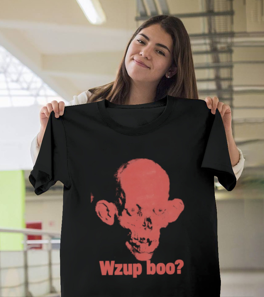 Wzup Boo Creepy Skull Horror Spooky T-Shirt