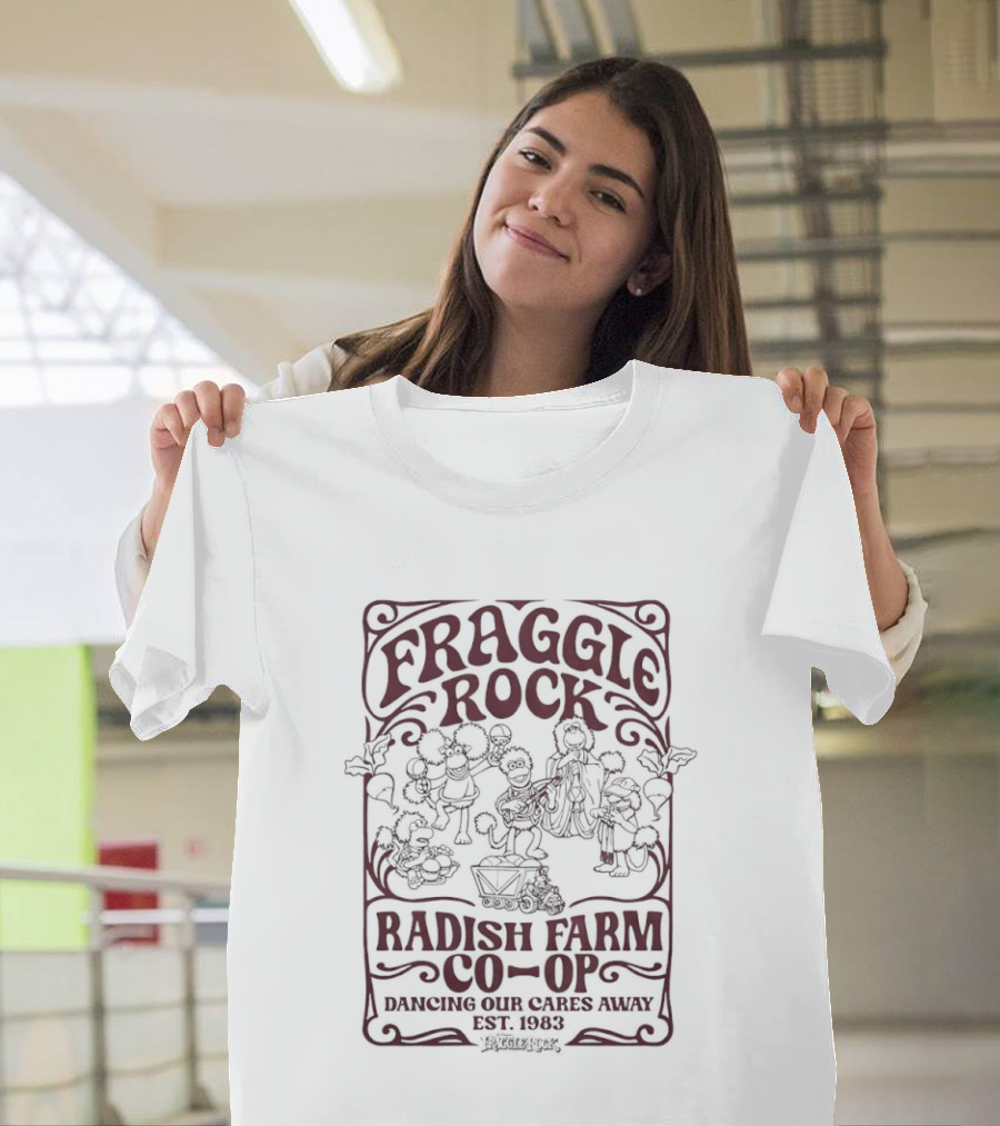 Fraggle Rock Radish Farm Co Op Dancing Our Cares Away Est 1983 T-Shirt