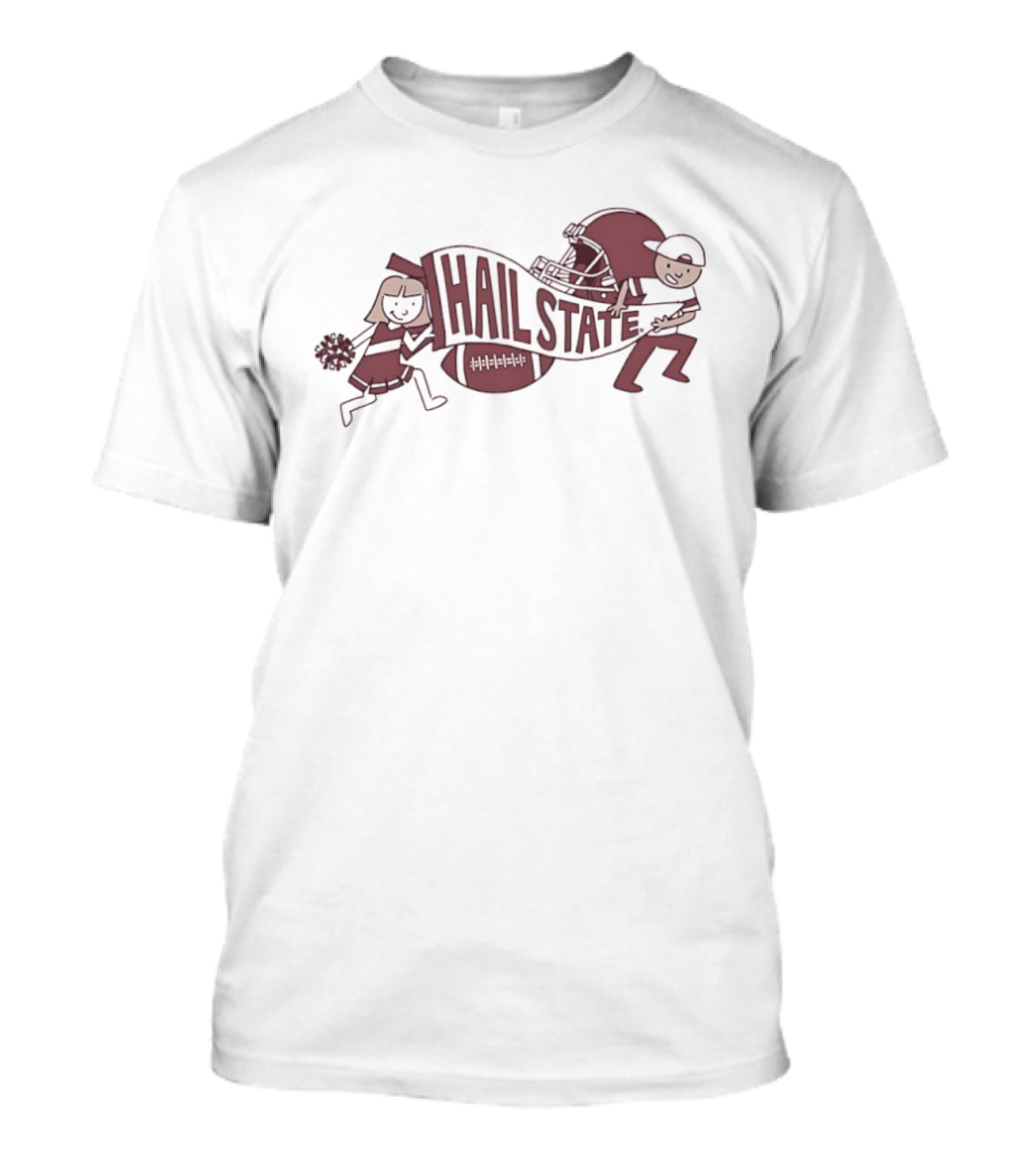 Hail State Mississippi State Spirit Run Cheerleader And Football Player T-Shirt