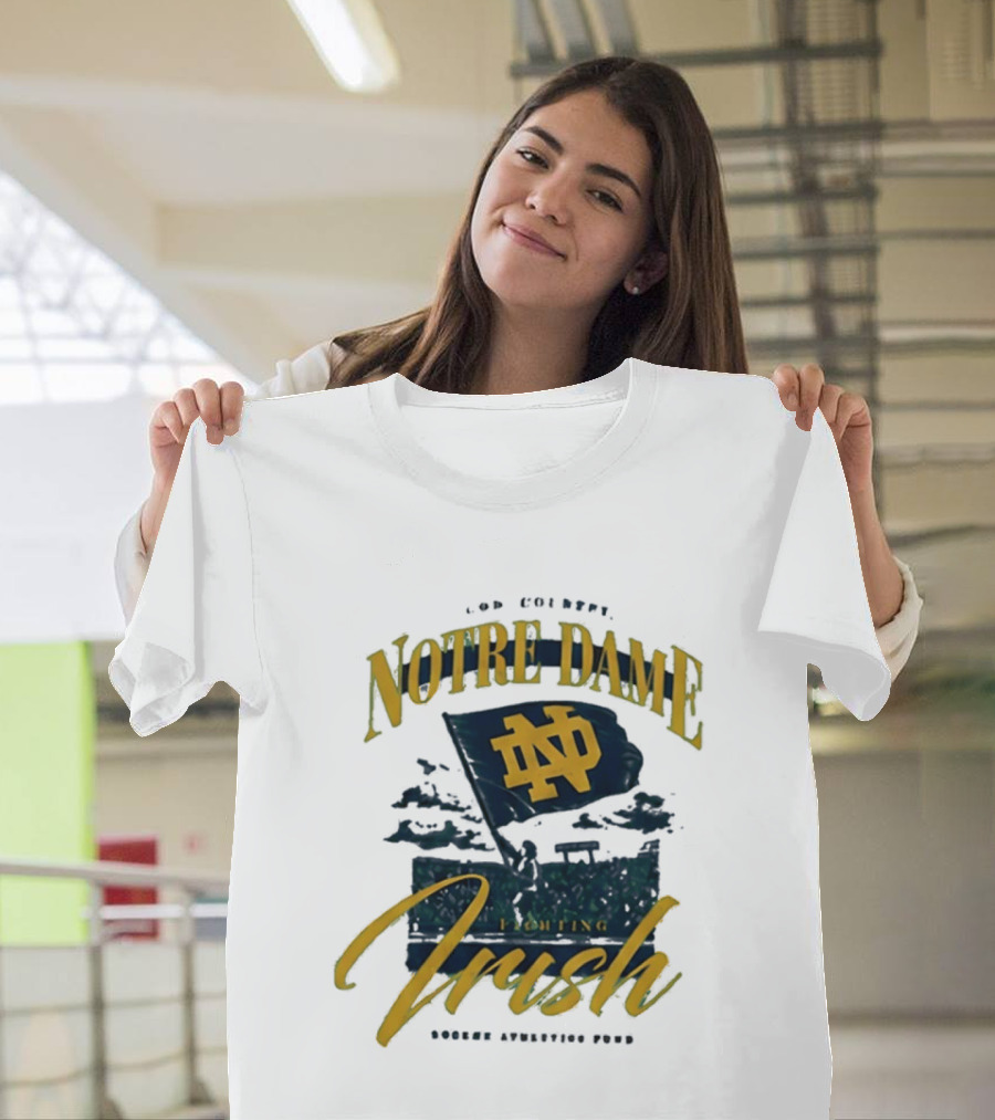 Notre Dame Fighting Irish God Country Rockne Athletics Fund ND Flag T-Shirt