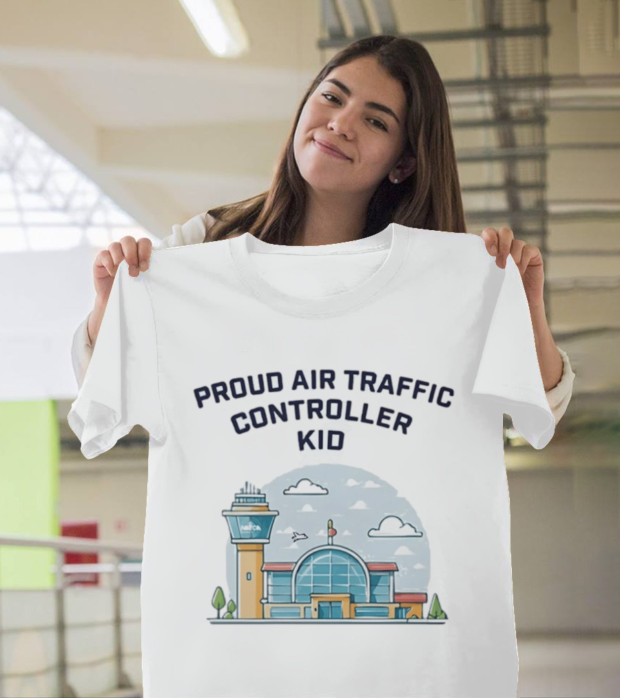 Proud Air Traffic Controller Kid With Tower And Airport T-Shirt