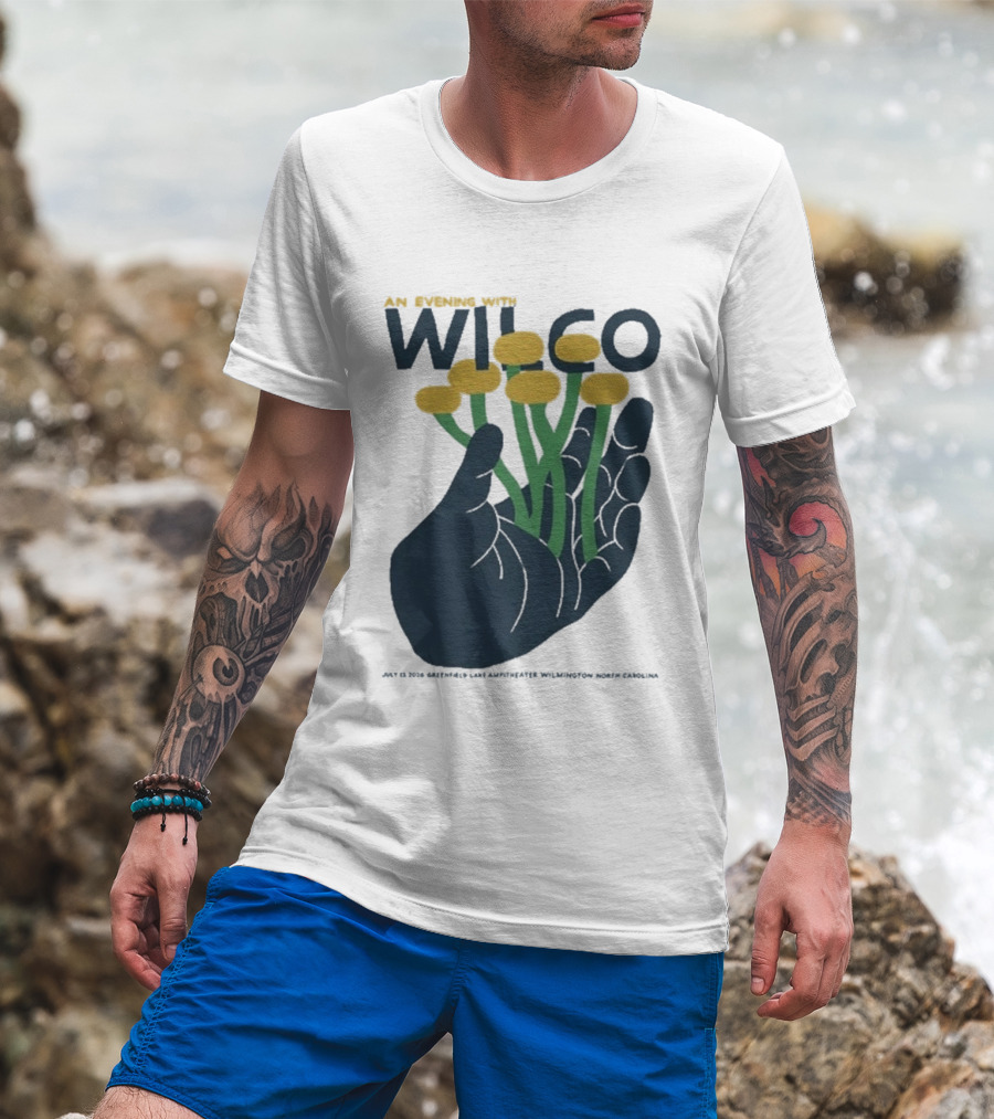 An Evening With Wilco Greenfield Lake Amphitheater 7 13 26 Wilmington NC Hand Flowers T-Shirt