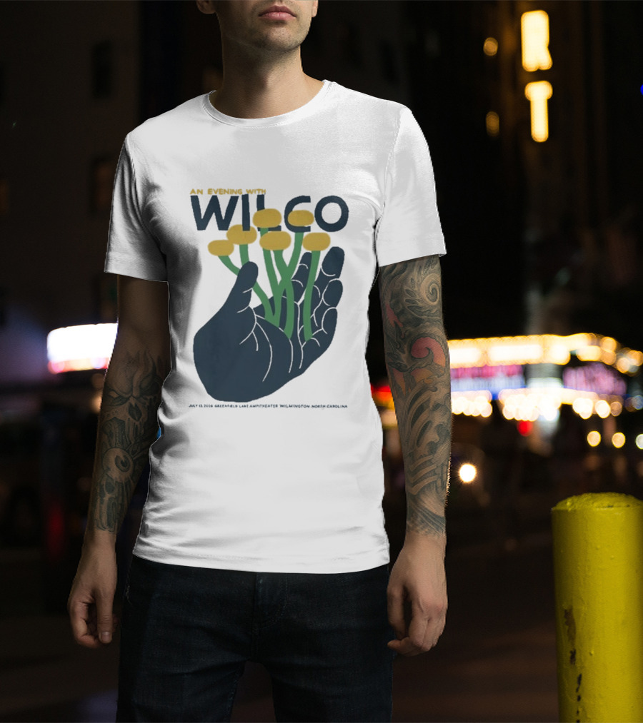 An Evening With Wilco Greenfield Lake Amphitheater 7 13 26 Wilmington NC Hand Flowers T-Shirt