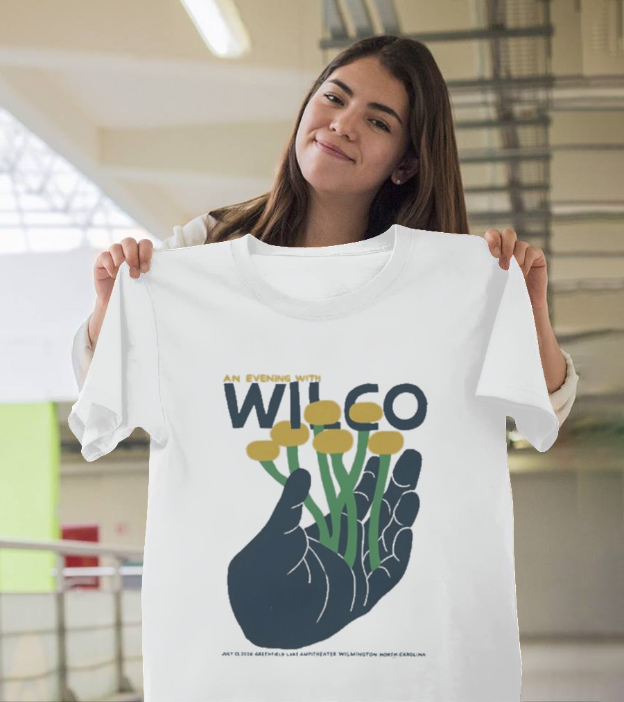 An Evening With Wilco Greenfield Lake Amphitheater 7 13 26 Wilmington NC Hand Flowers T-Shirt