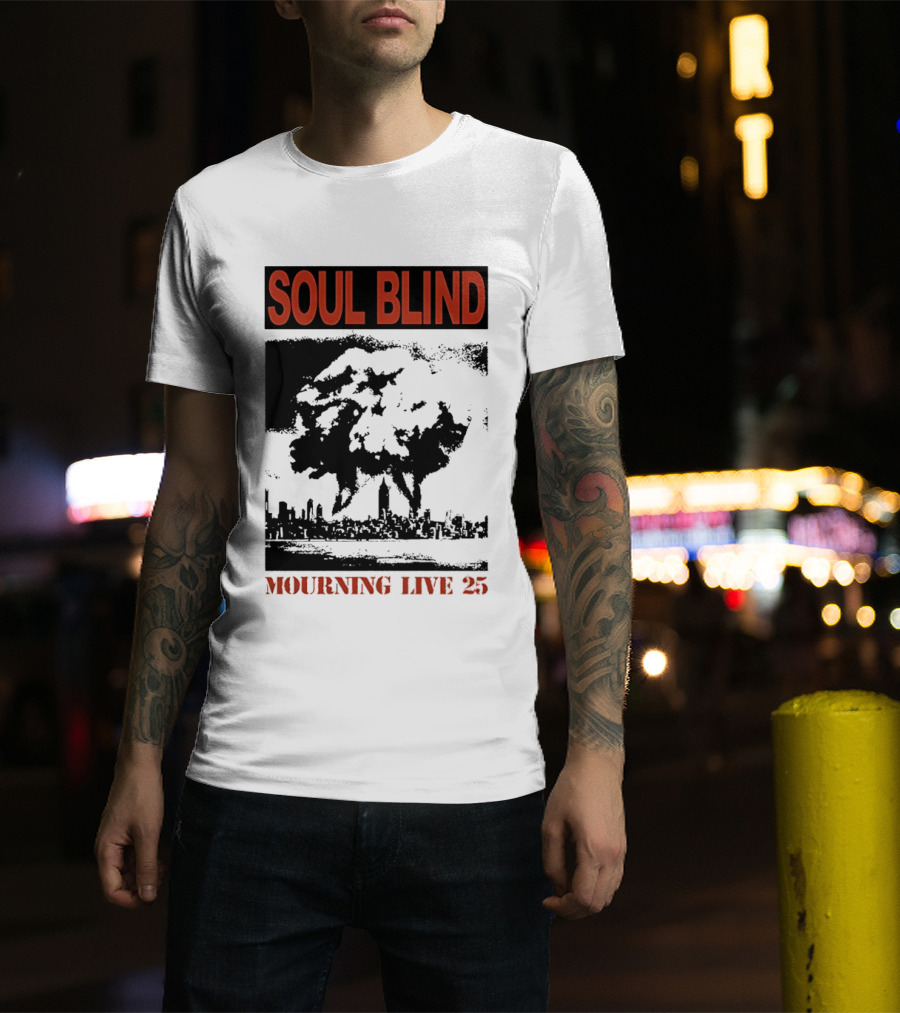 Soul Blind Mourning Live 25 Mushroom Cloud Explosion Over City Skyline T-Shirt