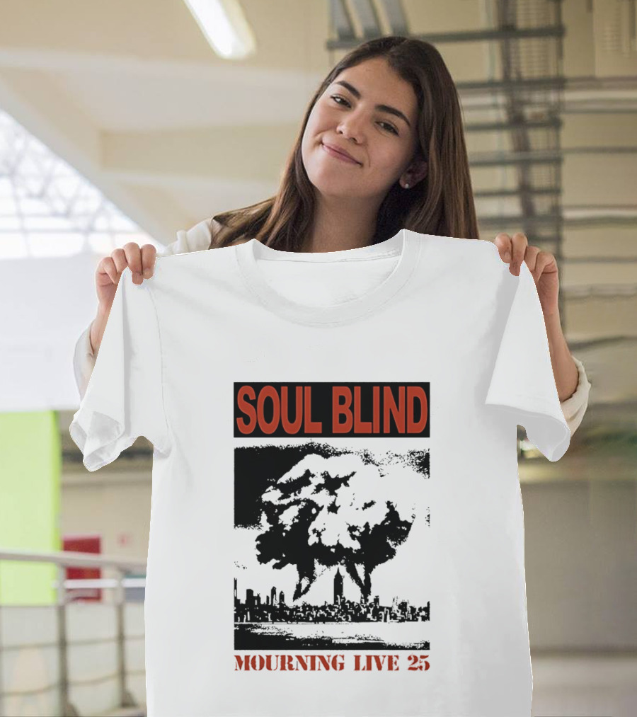 Soul Blind Mourning Live 25 Mushroom Cloud Explosion Over City Skyline T-Shirt