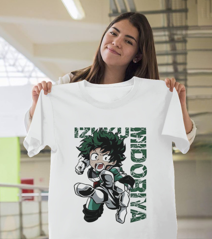 Izuku Midoriya Action Pose Green Hero Costume Anime T-Shirt
