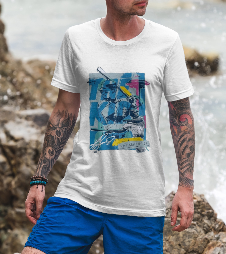 Ken Griffey Jr The Kid Baseball Legend Number 24 Seattle Skyline T-Shirt