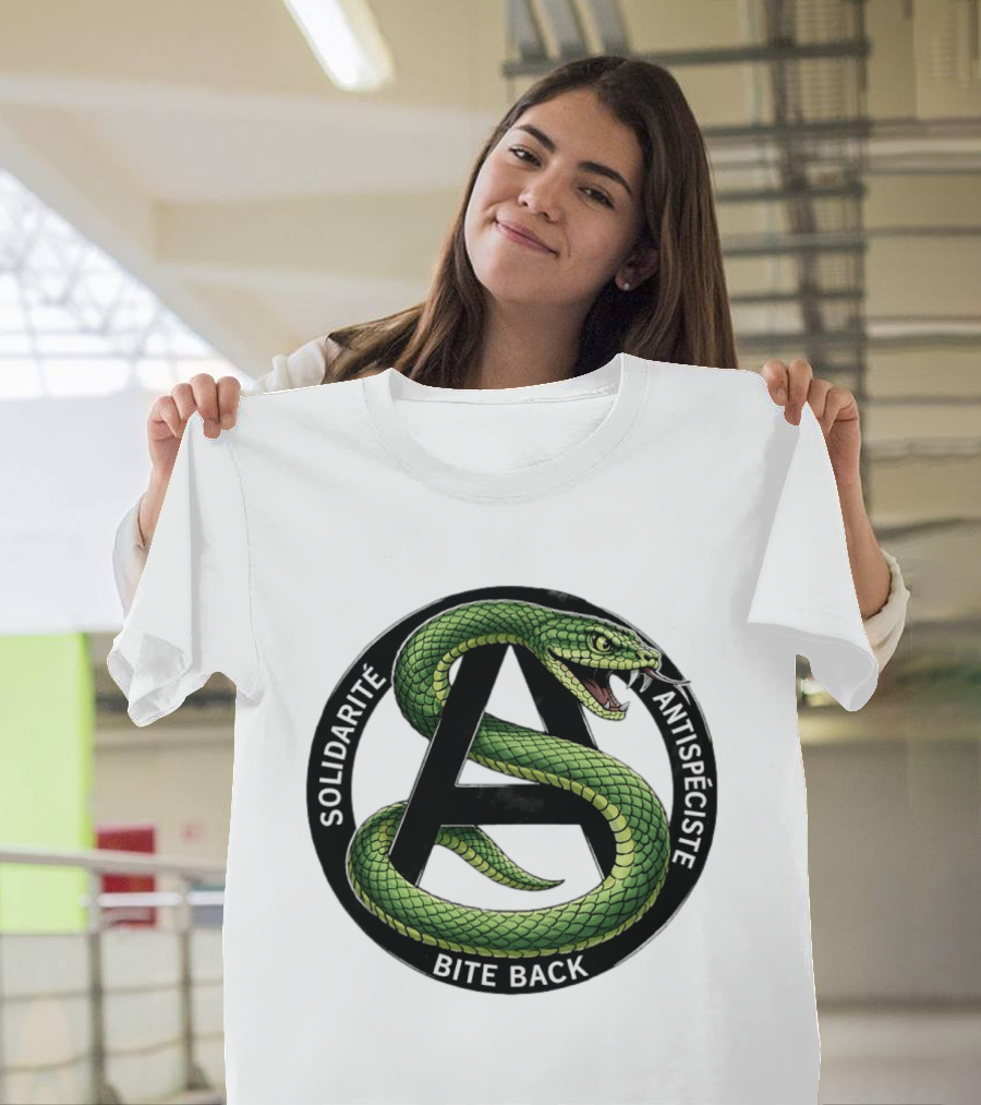 Solidarite Antispeciste Bite Back Anarchist Snake T-Shirt